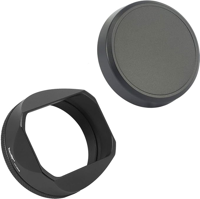 Haoge Square Metal Lens Hood Shade for Fuji X100VI Fujifilm FinePix X100V X100F X100 X100S X100T X70 Camera Black with Cap and 49mm Adapter Ring Kit