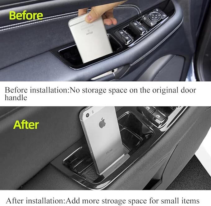 Vesul Front Row Door Side Storage Box Compatible with Ford Edge 2015-2025 Armrest Phone Container Door Organizer Handle Pocket ABS Tray Insert Glove Pallet