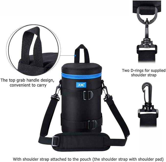 JJC Camera Lens Pouch Case for Canon RF 600mm EF 70-200mm Nikon Nikkor AF-S 70-200mm AF 80-200mm & More, Zipper Polyester Lens Protective Bag Interior Size 4.3x8.9”