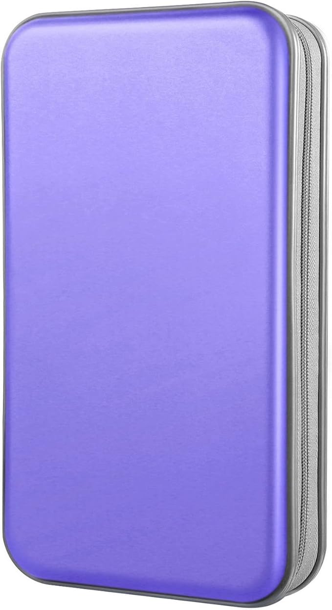 DVD Case, Bivisen CD Case Holder Wallet Binder 96 Capacity CD/DVD Cases Storage Holder Binder Organizer Wallet Book for Car Home Travel (Light Purple)
