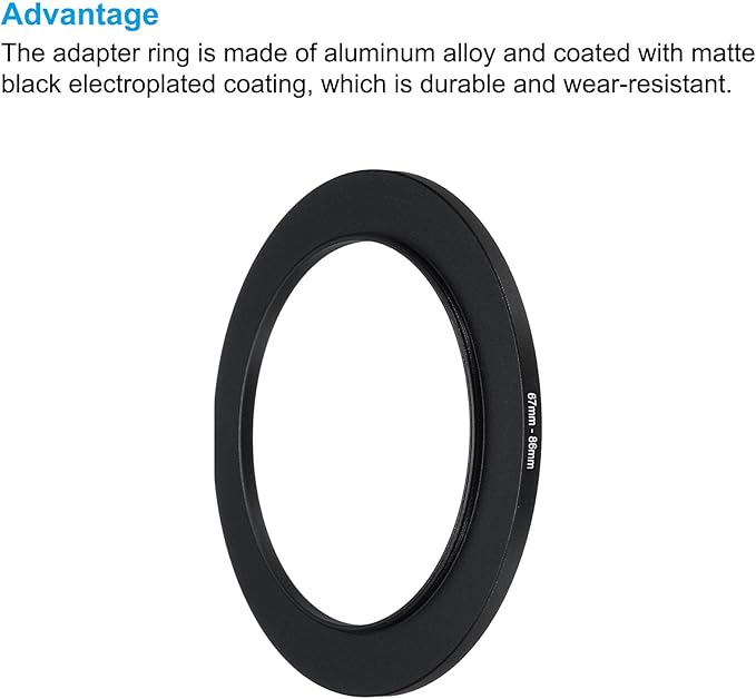 PATIKIL 67mm-86mm Metal Step Up Ring with Cleaning Cloth, 2 Pack Camera Lens Filter Adapter Ring Aluminum Filter Adapter Ring for Camera Lenses Hood, Black