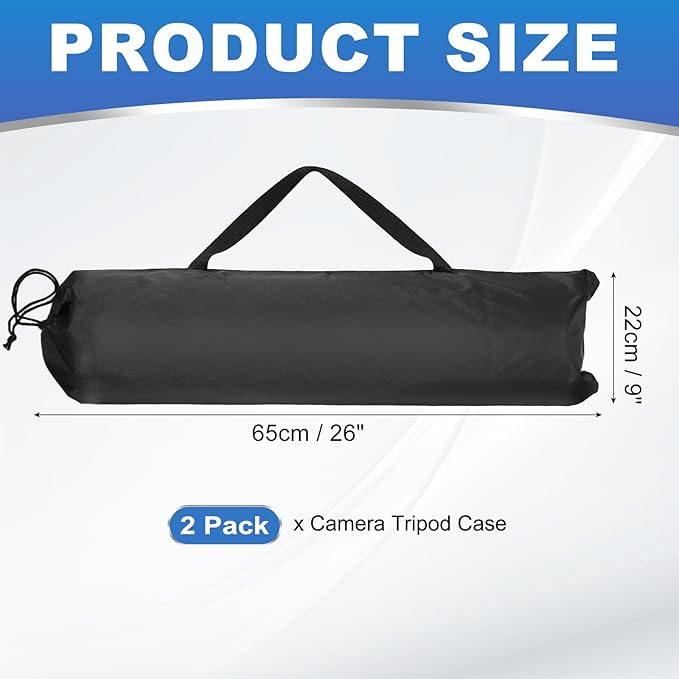PATIKIL 26 x 9 Inch Tripod Carrying Case, 2 Pack Camera Tripod Carrying Bags Oxford Cloth Padded Bag for Camera Gear Mic Light Stand Sheet Music Photography Accessories, Black