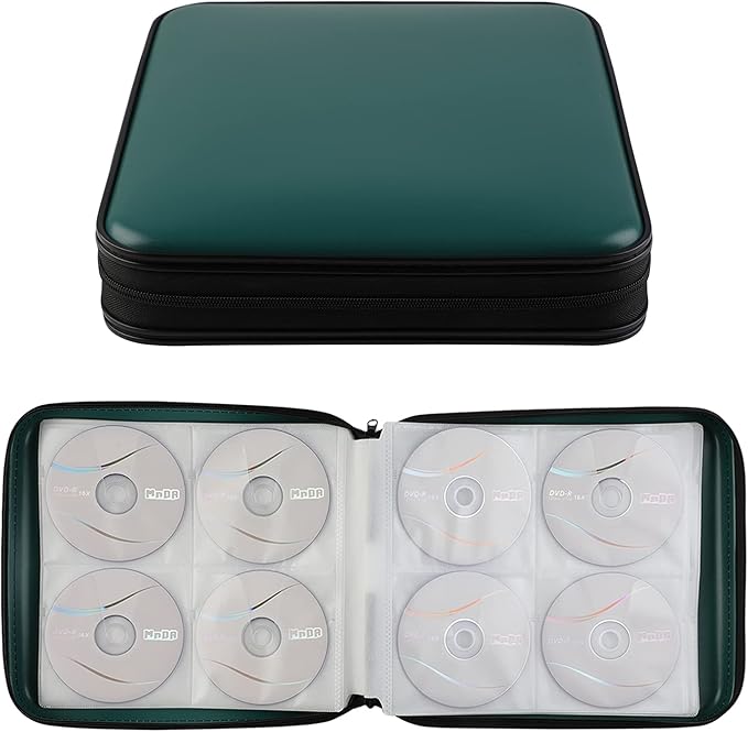 DVD Storage CD Case Holder: 160 Capacity CD Sleeves Black Disc Cases Binder for Car - CD Hard Organizer Box - Large DVD Wallet for Movie/Music/Game & Portable CD Book