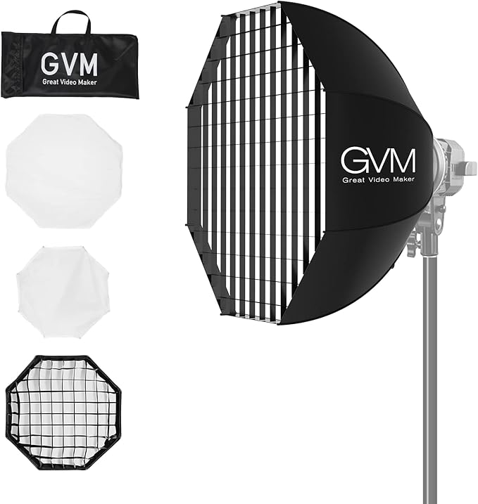 GVM Great Video Maker Lighting Soft Boxes Bowens Mount with Honeycomb Grid, Speedlight Umbrella Softbox Foldable with Carrying Bag for Studio Photography Speedlite Flash, 27