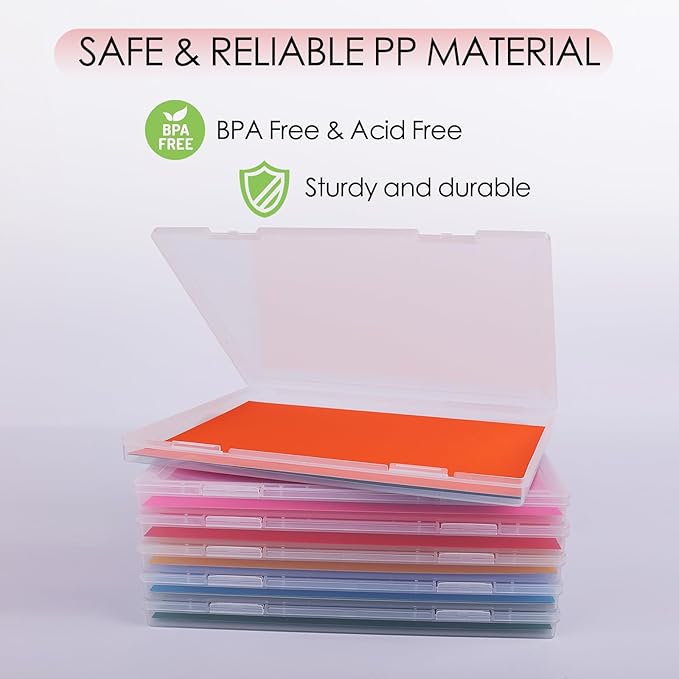 FAAYUCK 6 Pack Photo Storage Box, Fits 8" x 10" Photo, Large Plastic Scrapbook Paper Storage with Snap-Tight Latch, Photo Organizer for Protecting Photos, Crafts, Scrapbooks, Office Supplies, Files