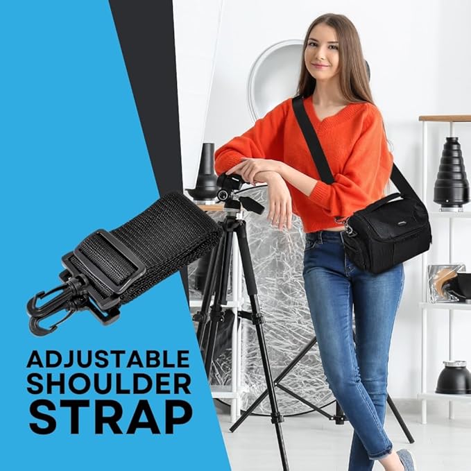 Ultimaxx Large SLR/DSLR Camera Deluxe Padded Gadget Bag/Carrying Case with Shoulder Strap for Sony,Nikon, Canon, Olympus, Pentax, Panasonic, Samsung & Many More Cameras & Camcorders