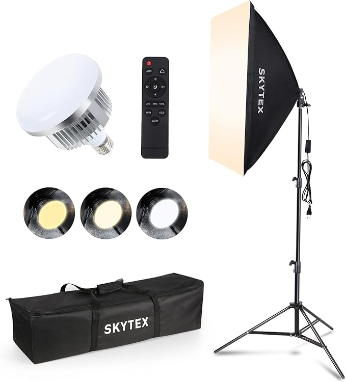 Skytex Softbox Lighting Kit(1Pack), 20x28in Soft Box | 85W 2700-6400K E27 LED Bulb Continuous Photography Lighting, Photo Studio Lights Equipment for Camera Shooting, Video Recording