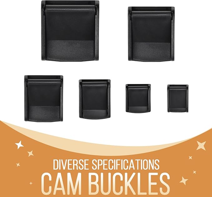 CooBigo 5pcs Webbing Cam Buckles Plastic Black Toggle Clip Backpack Straps