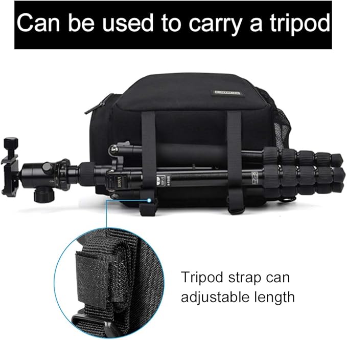 CADeN Camera Bag Sling Backpack, Camera Case Backpack with Tripod Holder for DSLR/SLR Mirrorless Cameras (Canon Nikon Sony Pentax) Black