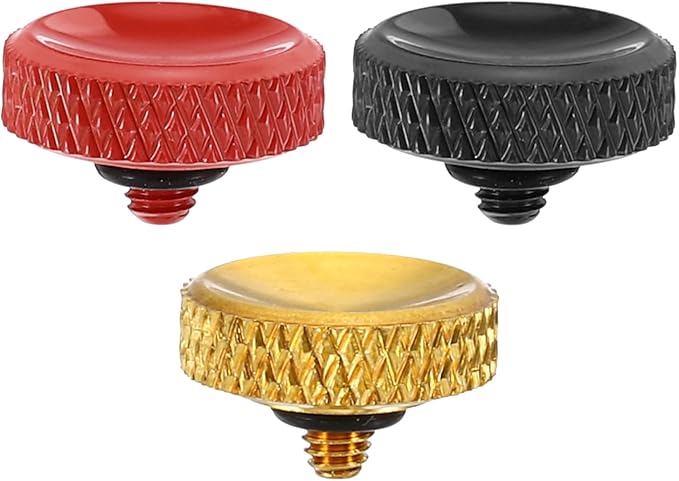 PATIKIL Camera Shutter Button, 3 Pack Soft Shutter Release Button Pure Copper Camera Button Carved Suitable for Nikon for Fujifilm for Leica DSLR/SLR Camera, Red Golden Black