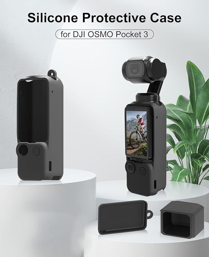 PULUZ Pocket 3 Silicone Cover, Soft Protective Case Compatible with DJI Osmo Pocket 3, Lens Protector Screen Protector Grip Cover Accessories(Black)