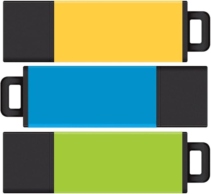 Centon DataStick Pro2 USB 2.0 Flash Drive 16GB x 3, Yellow, Blue, Green (S1-U2T04-16-3)