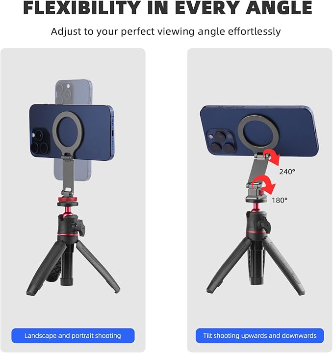 BRDRC Cold Shoe Phone Mount Holder, Tripod Mount for iPhone Magsafe Magnetic Hot Shoe Camera Adapter with 1/4" Screw Hole for DJI Ronin Samsung Canon Nikon DSLR Photography Accessories