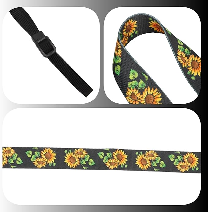 Cyrank Camera Neck Straps,Camera Neck Shoulder Strap Camera Strap Leather Photography Accessory Neck Strap Belt Camera Harness Fashionable Vintage Ethnic Style Sunflower