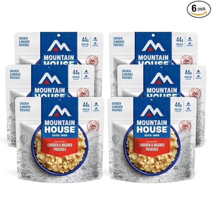 Mountain House Gluten-Free Chicken & Mashed Potatoes Freeze-Dried Food for Camping, 12 Servings, 30-Year Shelf-Life