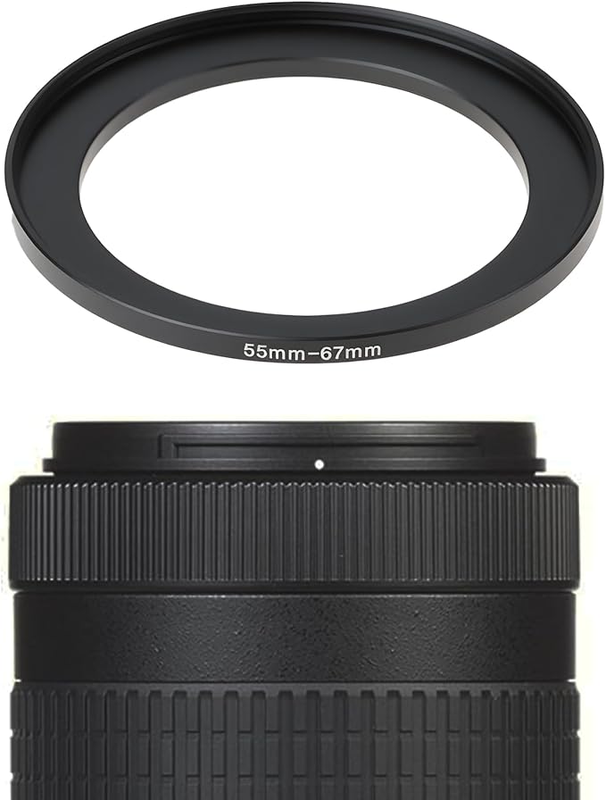 The Lord of the Tools 2Pcs Camera Filter Ring Adapter 55mm-67mm Aluminum Step-Up Ring Adapter for DSLR Lenses and ND UV CPL IR Filters