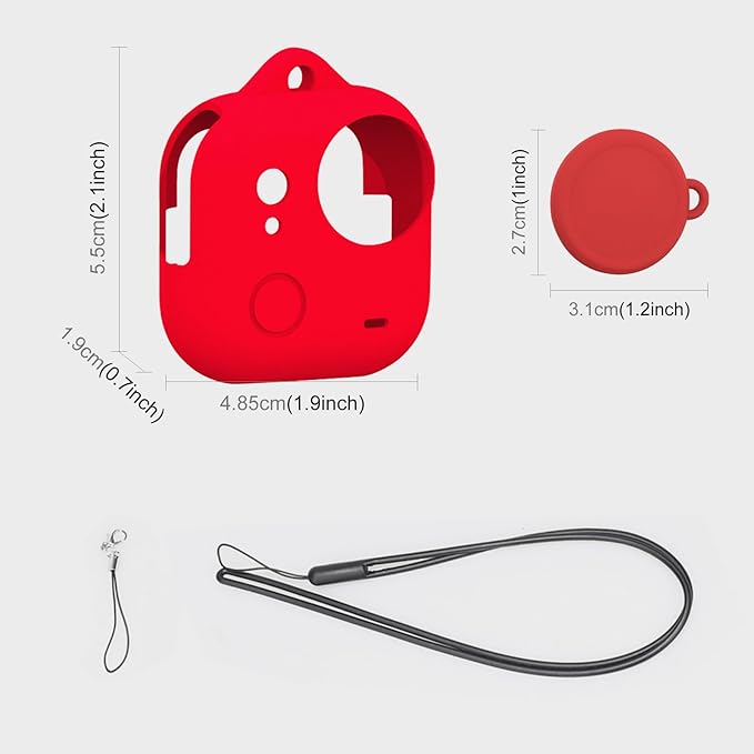 UicPuzo Full Body Silicone Case with Lens Cap & Lanyard for Insta360 GO Ultra, Anti-Scratch Protective Skin Cover,Non-Slip Grip & Shockproof Design (Red)