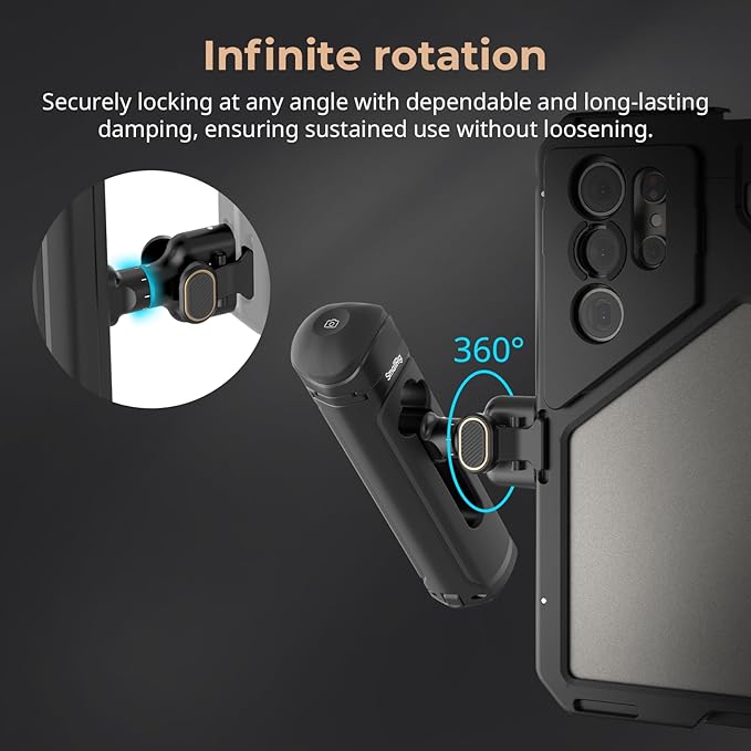 SMALLRIG Wireless Control Side Handle for SMALLRIG Quick Release Phone Cages, Aluminum Handle Grip with Infinite Rotation, Quick Release Adapter, Remote Control Module and Built-in Cold Shoe - 4402B