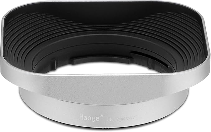 Haoge LH-OM45-W Metal Square Lens Hood for Olympus M.ZUIKO Digital 45mm F1.8 Lens Silver Bayonet Shade Hood