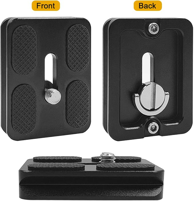 2 PCS Camera PU50 Quick Release Plate + 2 Pcs 1/4"-3/8" Screw, Aluminum Alloy Universal 38mm Camera Plates Mount with 1/4''-20 Screw Fits Arca-Swiss Standard for DSLR Tripod Ball Head, PU-50