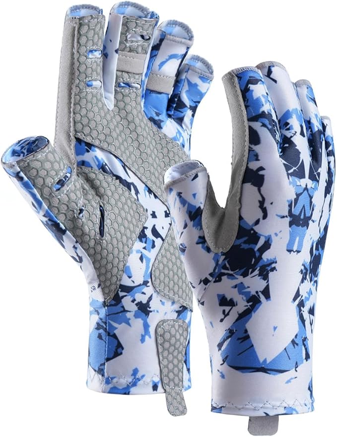 CHSMONB Fishing Gloves UPF50+ Sun Gloves, UV Protection Fingerless Gloves Men Women for Fishing, Kayaking, Rowing, Paddling, Canoeing, Hunting