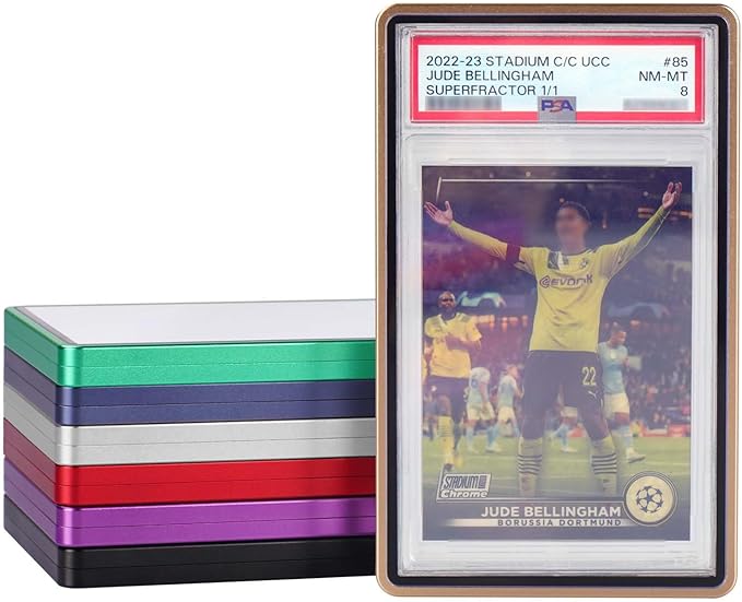 PSA Slab Bumper Case, Metal Graded Cards Slab Magnetic Protector for 35pt PSA/CGC Graded Cards|Scratch Resistant | Stackable | UV Resistant | Gold
