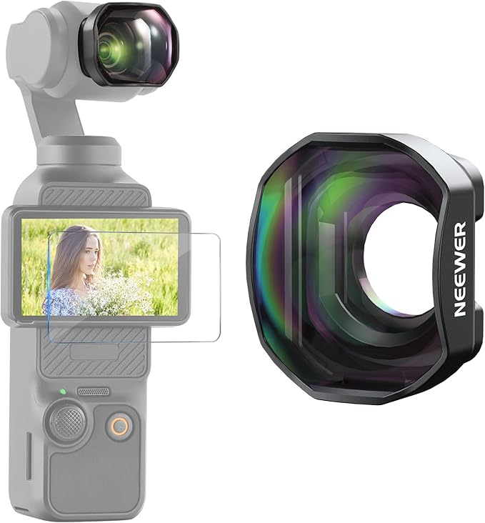 NEEWER 2X Teleconverter Compatible with DJI Osmo Pocket 3 Only, 4 Elements 3 Groups Multicoated HD Optical Glass Magnetic Lens Attachment, Gimbal Action Camera Accessories, LS-84
