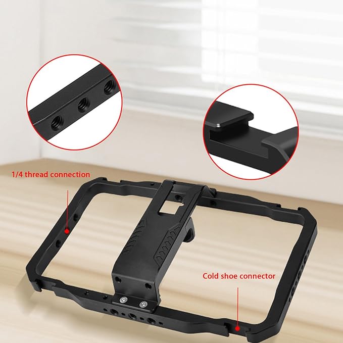 Smartphone Video Rig Kit Aluminum Alloy Dual Wooden Handle Phone Cage Kit Vlogs Videos Live Streaming Suit for Anyone