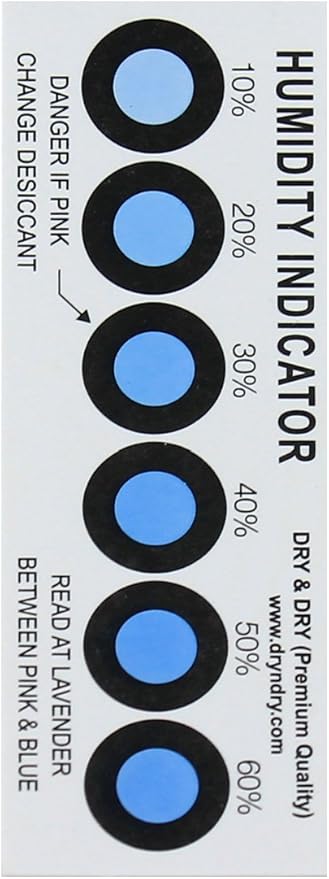 Dry & Dry Humidity Indicator Cards 250 Pack(Reusable) - 10-60% 6 Spot(250 Cards)