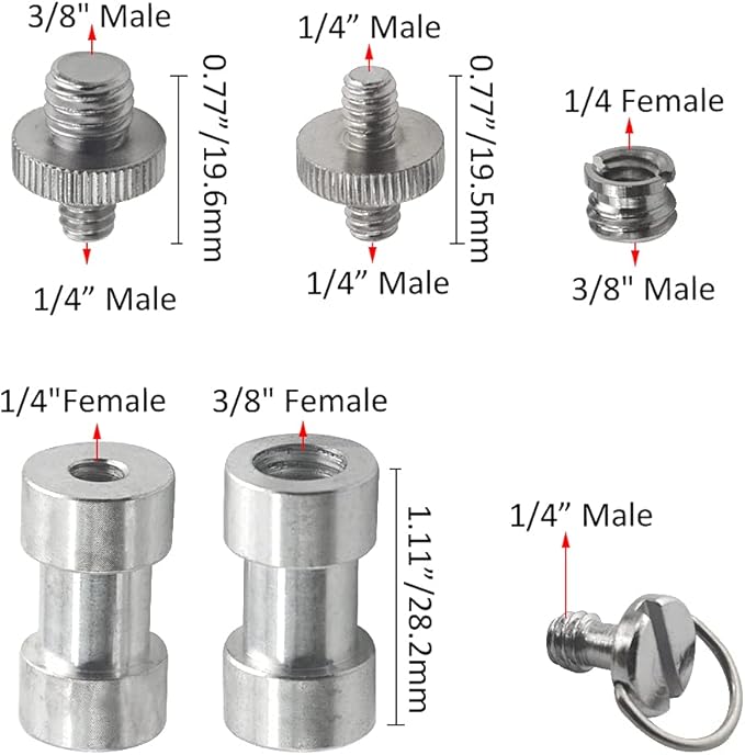 30Pack Camera Screw Set 1/4 Inch and 3/8 Inch Threaded Screws Adapter Hot Shoe Adapter Mount Set for Camera/Tripod/Mono-pod/Light Stand