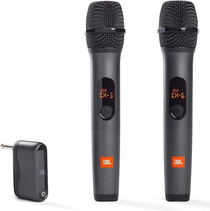 JBL Wireless Two Microphone System with Dual-Channel Receiver, Black Including Winguard Protective Travel Case