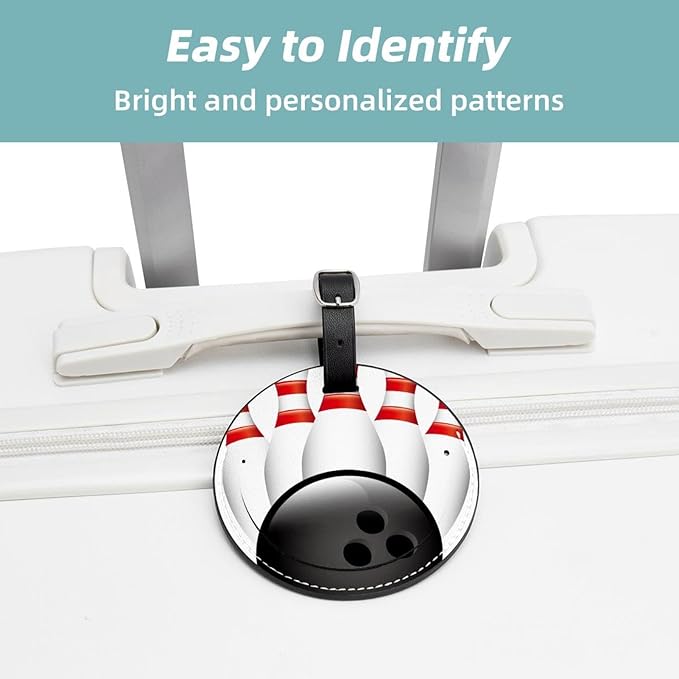 2 Pack Bowling Ball Luggage Tags for Suitcases, Airplane Travel Essentials for Flying, International Travel, Luggage Accessories