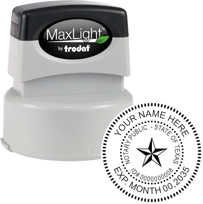 Premium Texas Notary Public Supply Kit Kit Includes: Notary Acknowledgement Stamp, Notary Journal and an Official Round Notary Stamp - MaxLight Pre-Inked Stamps, 5 Ink Colors