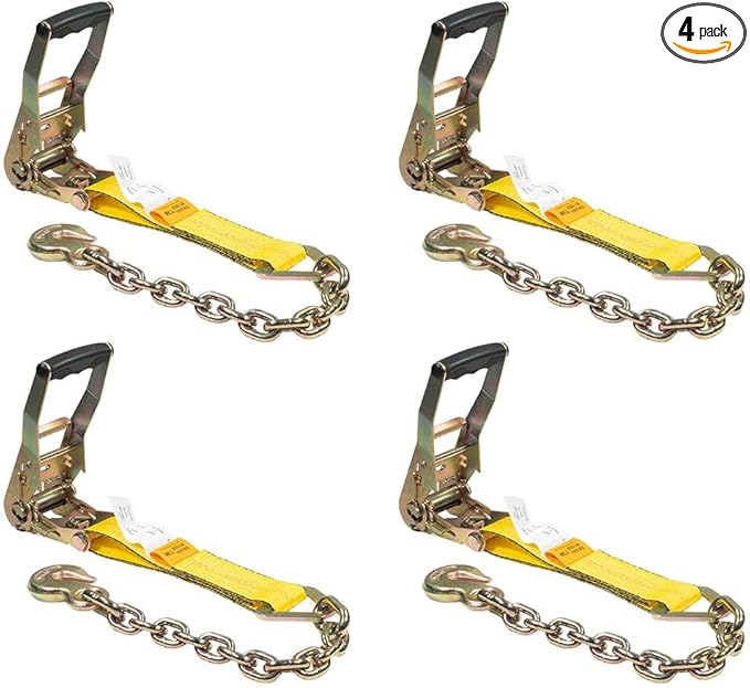 Mytee Products 4 Pack 2â€ Replacement Ratchet with Chain Anchor for 2" Ratchet Tie-Down Strap â€“ 3,333 lbs Working Load Limit, Steel Alloy Zinc Coated