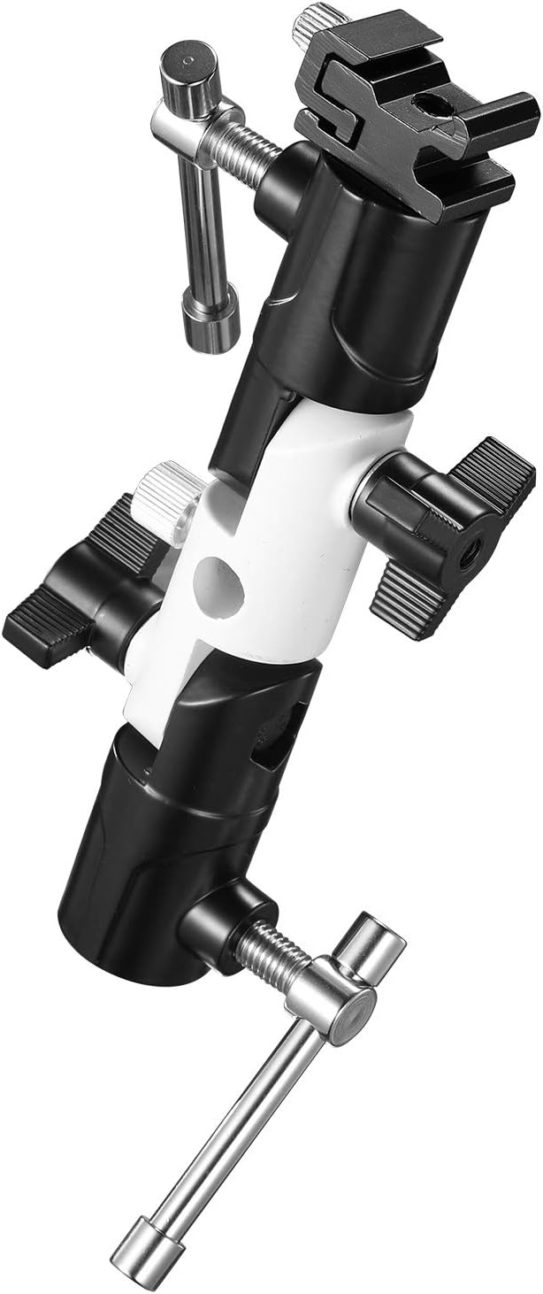 SUPON Flash Bracket U-Shape,180° Adjustable Swivel Umbrella Softbox Holder with 1/4" to 3/8" Screw &Nut Adapter and Cold Shoe Mount for DSLR Cameras,Speedlites,Tripod,Light Stand,Studio,LED Light