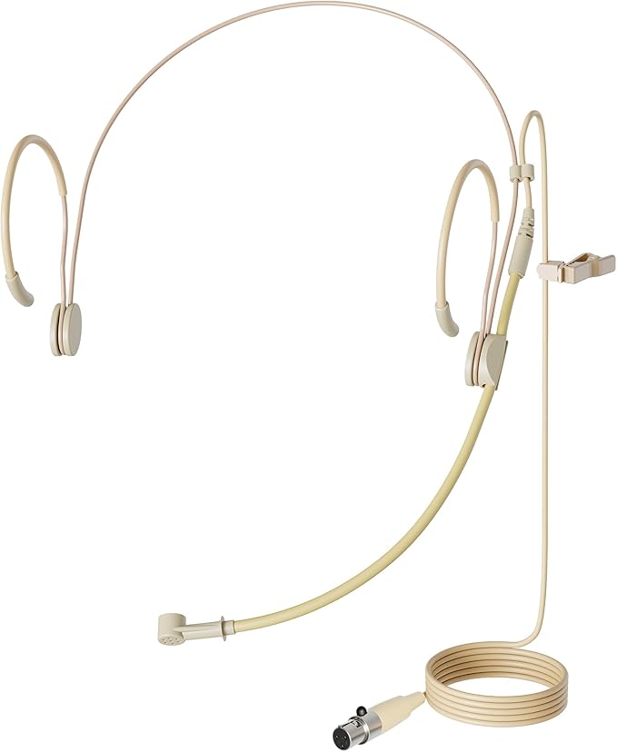 J K MIC-J 069 Earhook Headworn Headset Unidirectional Microphone Compatible with AKG Samson Wireless Microphone System - Mini XLR TA3F Plug
