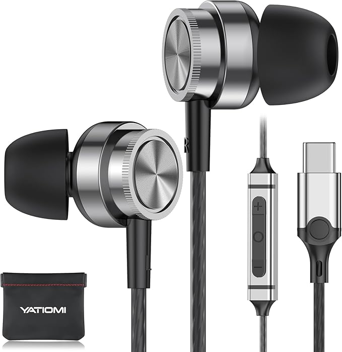 USB C Headphone for Samsung S25 S24 S23 Ultra FE S22 A16 A56 A55, USB C Wired Earbuds Magnetic in-Ear Type C Earphone with Microphone Volume Control Stereo Noise Canceling for iPhone 1716 5 Pro Max