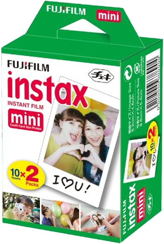 Fujifilm Instax MiniI 12 Instant Film Camera Mint Green, Fujifilm Instax Mini Twin Pack Instant Film 20 Prints, Prtotective Case, Gift Bundle