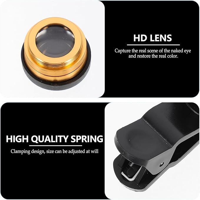 3-in-1 Fisheye Wide Angle Macro Camera Lens Kit for Smartphone, Clip-on Phone Lens Attachment, Gold Color, Compatible with Mobile Phones for Landscape and Selfie Photography