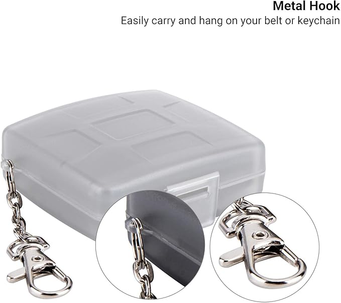 8 Slots Memory Card Case for 4 SD/SDHC/SDXC Cards and 4 Micro SD/TF Cards,Anti-Dust Crush Resistance,SD Card Case Small Micro SD Holder with Chain (Gray)