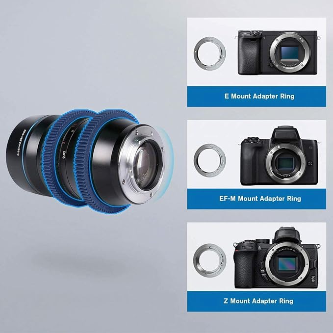 SIRUI 35mm F1.8 1.33X APS-C Anamorphic Lens Cinema Lens with Adapter for EF-M Mount, Blue Flare