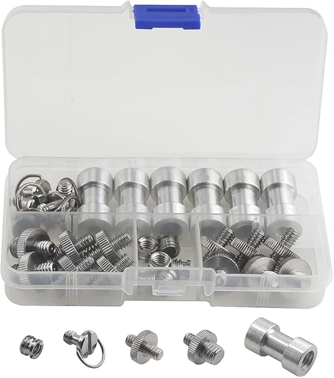 30Pack Camera Screw Set 1/4 Inch and 3/8 Inch Threaded Screws Adapter Hot Shoe Adapter Mount Set for Camera/Tripod/Mono-pod/Light Stand