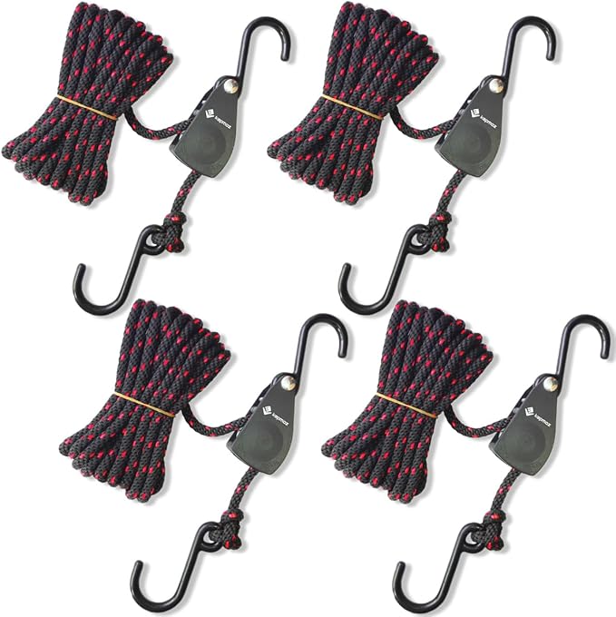LE KAPMOZ Kayak Tie Down Straps Canoe Bow and Stern Heavy Duty Cargo Ratchet Pulley Rope Hanger