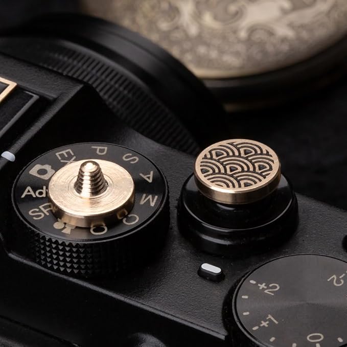 Camera Metal Hot Shoe Cover Shutter Buttons Sea of Clouds for FUJIFILM X100VI X100V XPro1 X-T4 X-T3 X-T50 X-T30 for Nikon (Hot Shoe Shutter Kit - Copper)