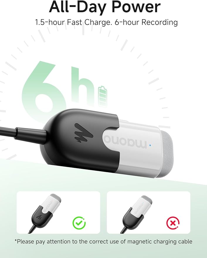 MAONO Wave T1 Mini Wireless Lavalier Microphone for iPhone 16 15, Android, Tablet, PC, Clip on Lapel Mic with USB-C Plug, Noise Cancellation, AI Voice Filter for Video Recording Vlog TikTok-White