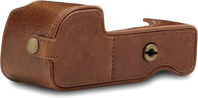 MegaGear MG1642 Ever Ready Genuine Leather Camera Half Case compatible with Sony Alpha A6100, A6400 - Brown