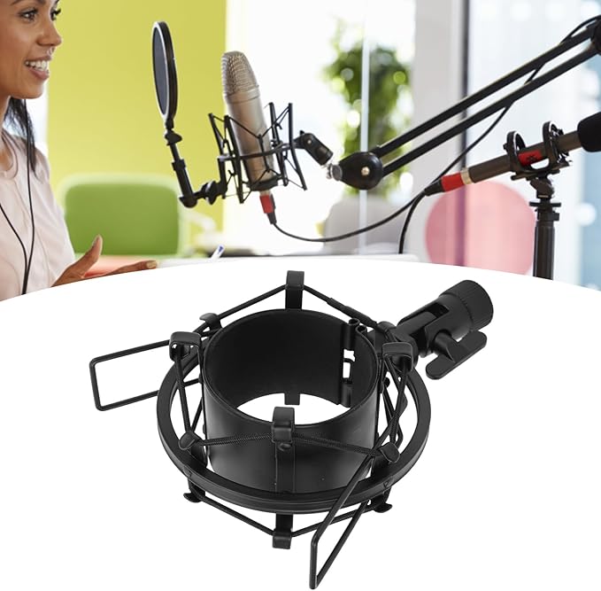 Microphone Shock Mount, Universal Shockmount For Microphones 55-60Mm In Diameter, Anti Vibration and Noise Mic Clip Holder Mount with Soft Pad