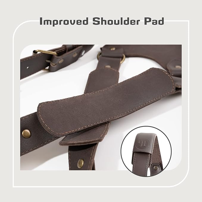Leather Dual Camera Harness Strap for Photographers,Adjustable Shoulder Crossbody Padded Harness for DSLR SLR