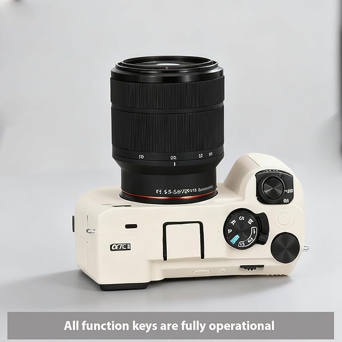 Frevyve Case for Sony A7CII/A7CR Camera Accessories, Soft Silicone Protective Case Skin with Screen Protector, Perfect Fit Sleeve, Lightweight, Anti-Scratch for Sony Alpha 7C II/7CR Cover (Beige)
