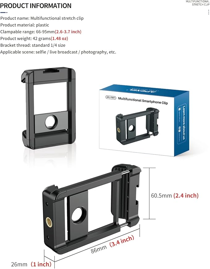 17 mm Thread Lens Adapter, Telephoto Lens Phone Mount Sturdy and Wear-Resistant, Lens Holder Suitable for All Lens&Telephoto Lens with 17mm Thread, Works with Almost All Smartphones